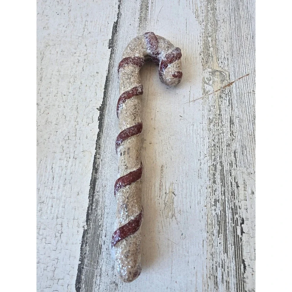 Vintage glitter candy cane ornament decor Xmas sugared